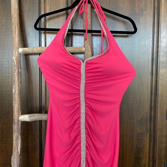 CACHE Pink Rhinestone Chain Dress - Picture 2 of 10